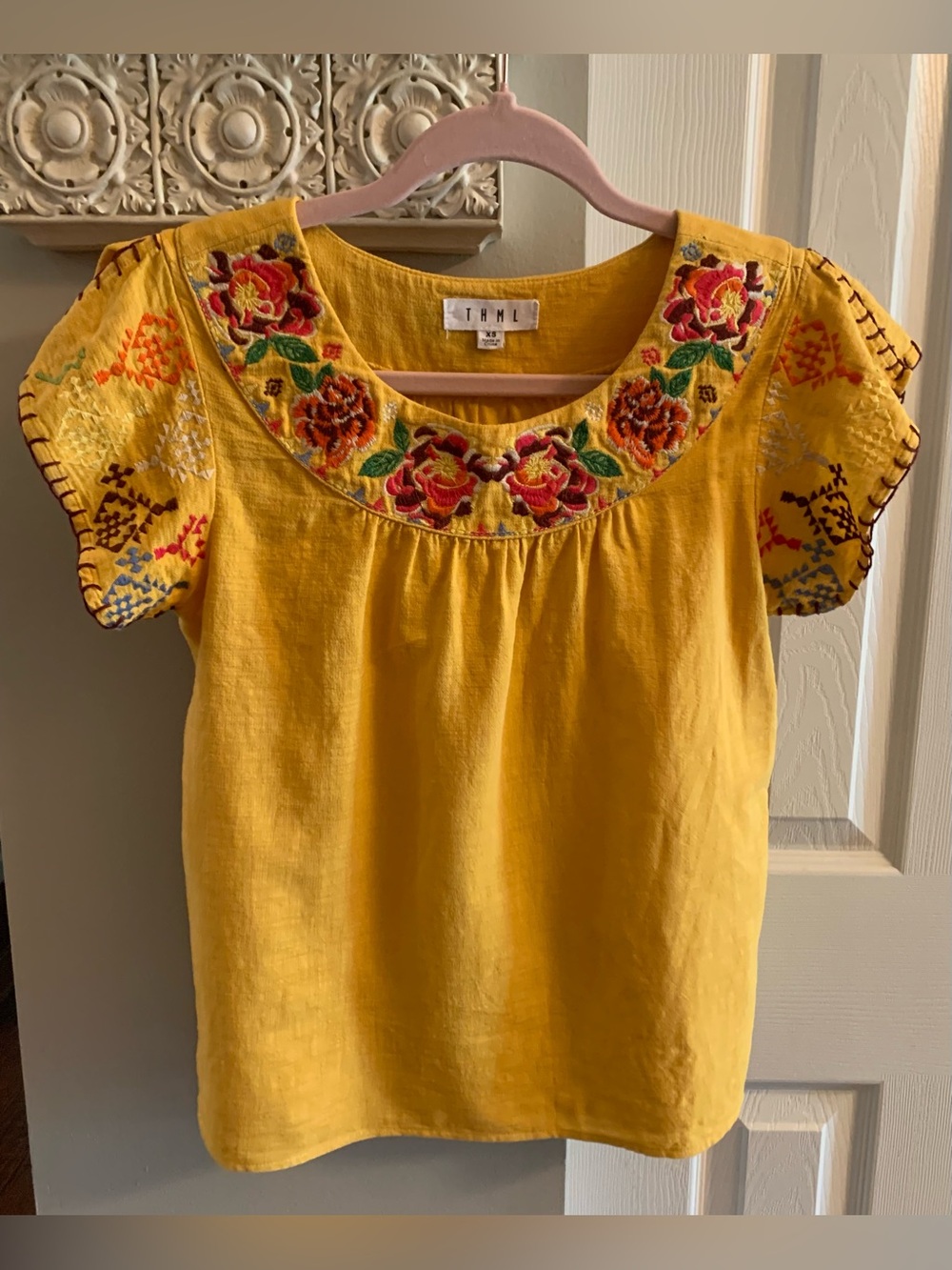 THML Yellow Embroidered Top - XS